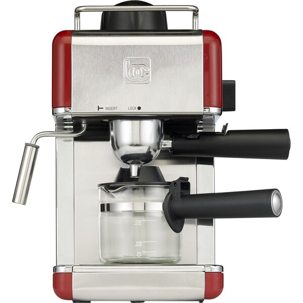 Bene Casa Espresso Maker with Frother, Red, 4 CUP