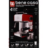 Bene Casa Espresso Maker with Frother, Red, 4 CUP, thumbnail image