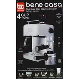 Bene Casa Espresso Maker with Frother, Silver, 4 CUP, thumbnail image