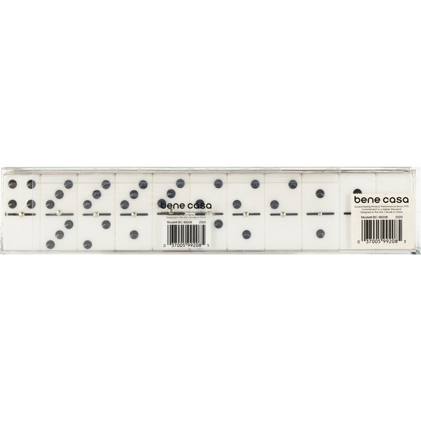 Bene Casa Double 9 Dominoes, Red, Clear Acrylic Box