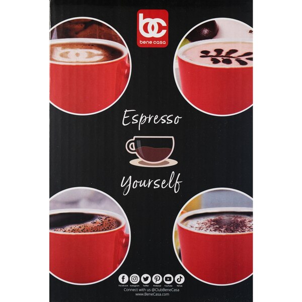Bene Casa 9-Piece Espresso Set With Metal Rack, Red
