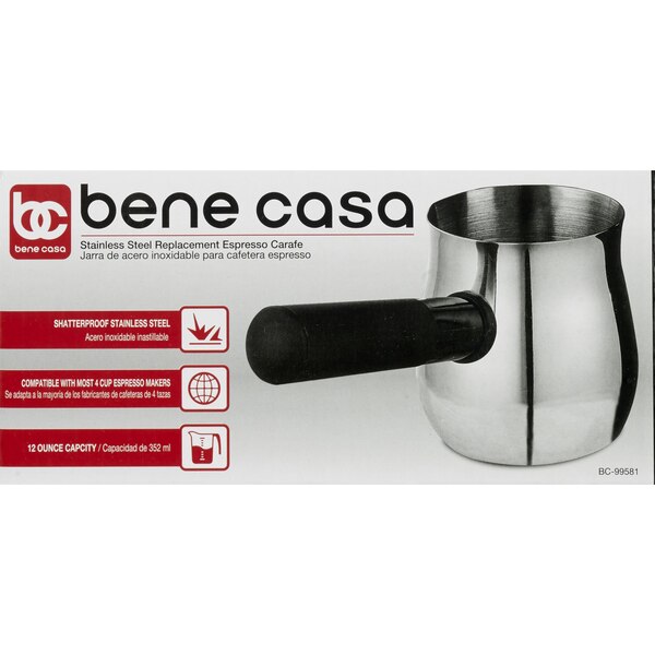 Bene Casa Espresso Carafe, Stainless Steel, 12 OZ