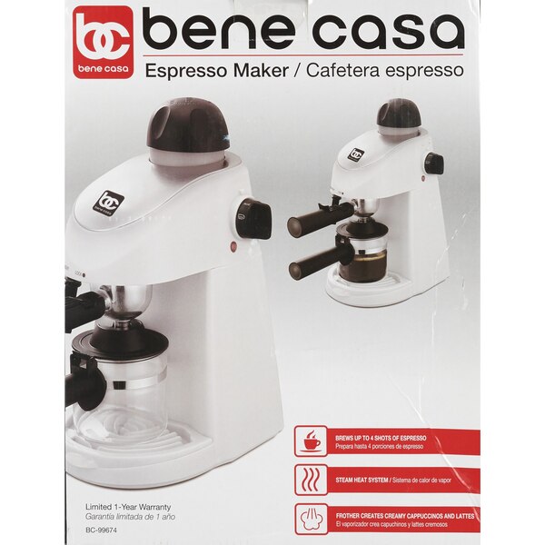Bene Casa Espresso Maker, White, 4 CUP
