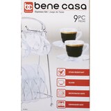 Bene Casa Espresso Set with Rack, Clear Glass, 9 PC, thumbnail image