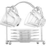 Bene Casa Espresso Set with Rack, Clear Glass, 9 PC, thumbnail image