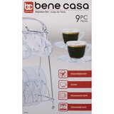 Bene Casa Espresso Set with Rack, Clear Glass, 9 PC, thumbnail image