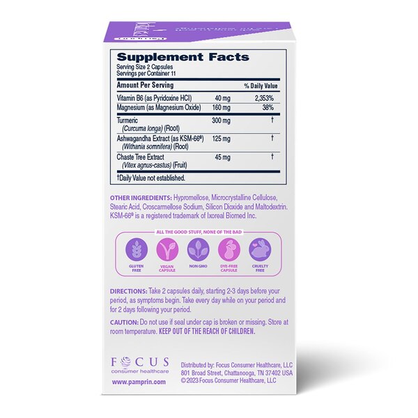 Pamprin Botanicals for PMS, Period and Mood Support, 22 CT