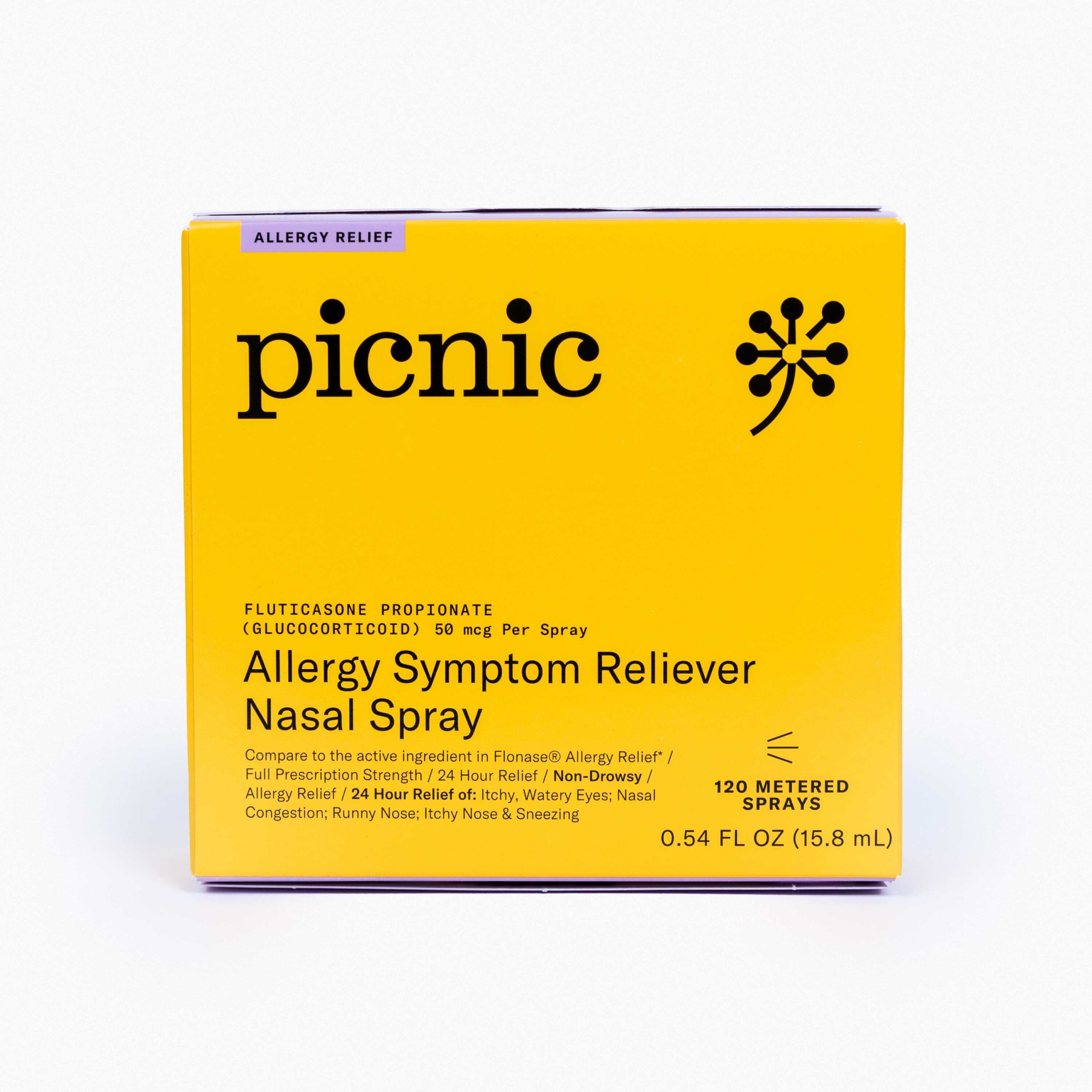 Picnic Fluticasone Allergy Symptom Reliever Nasal Spray, 120 Metered Sprays, 0.54 OZ