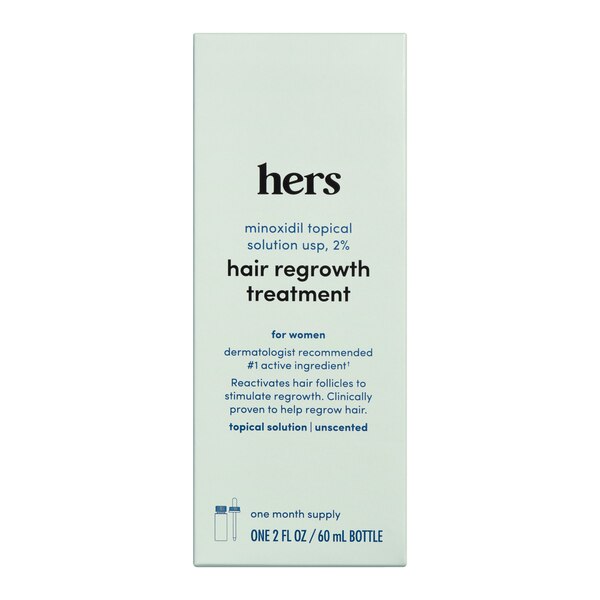 hers 2% Minoxidil Solution for Hair Regrowth, 1 Month Supply