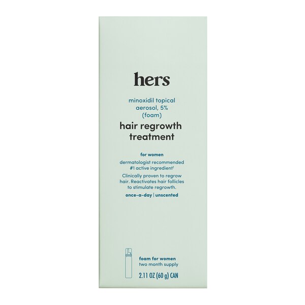 hers Extra Strength 5% Minoxidil Foam for Hair Regrowth, 2 Month Supply