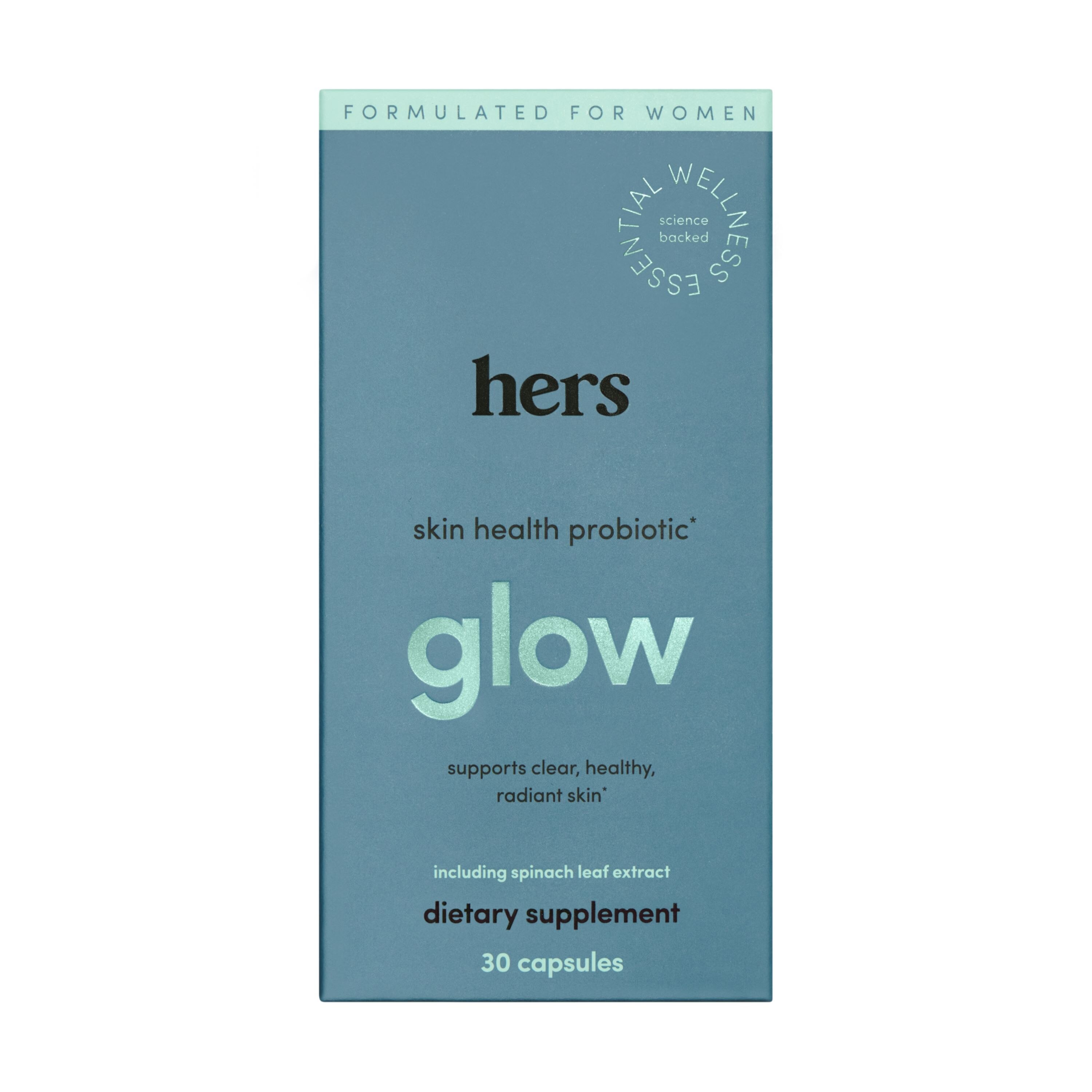 hers glow skin health women's probiotic supplement, 30 CT