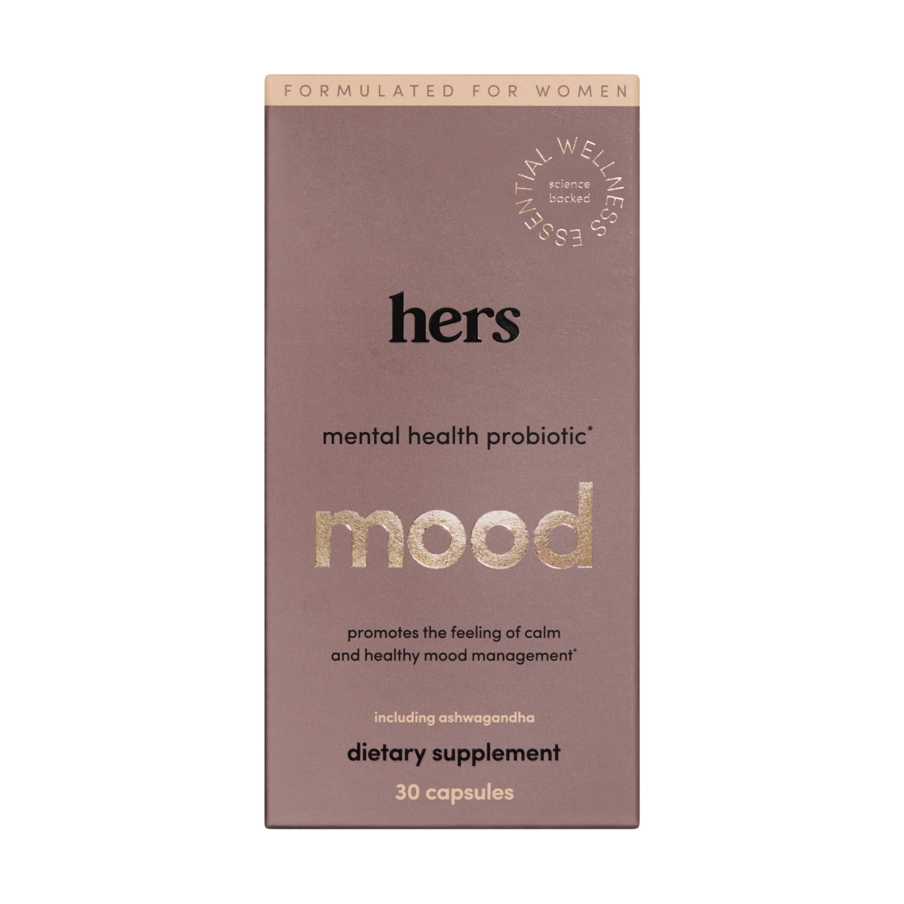 hers mood mental wellness women's probiotic supplement, 30 CT