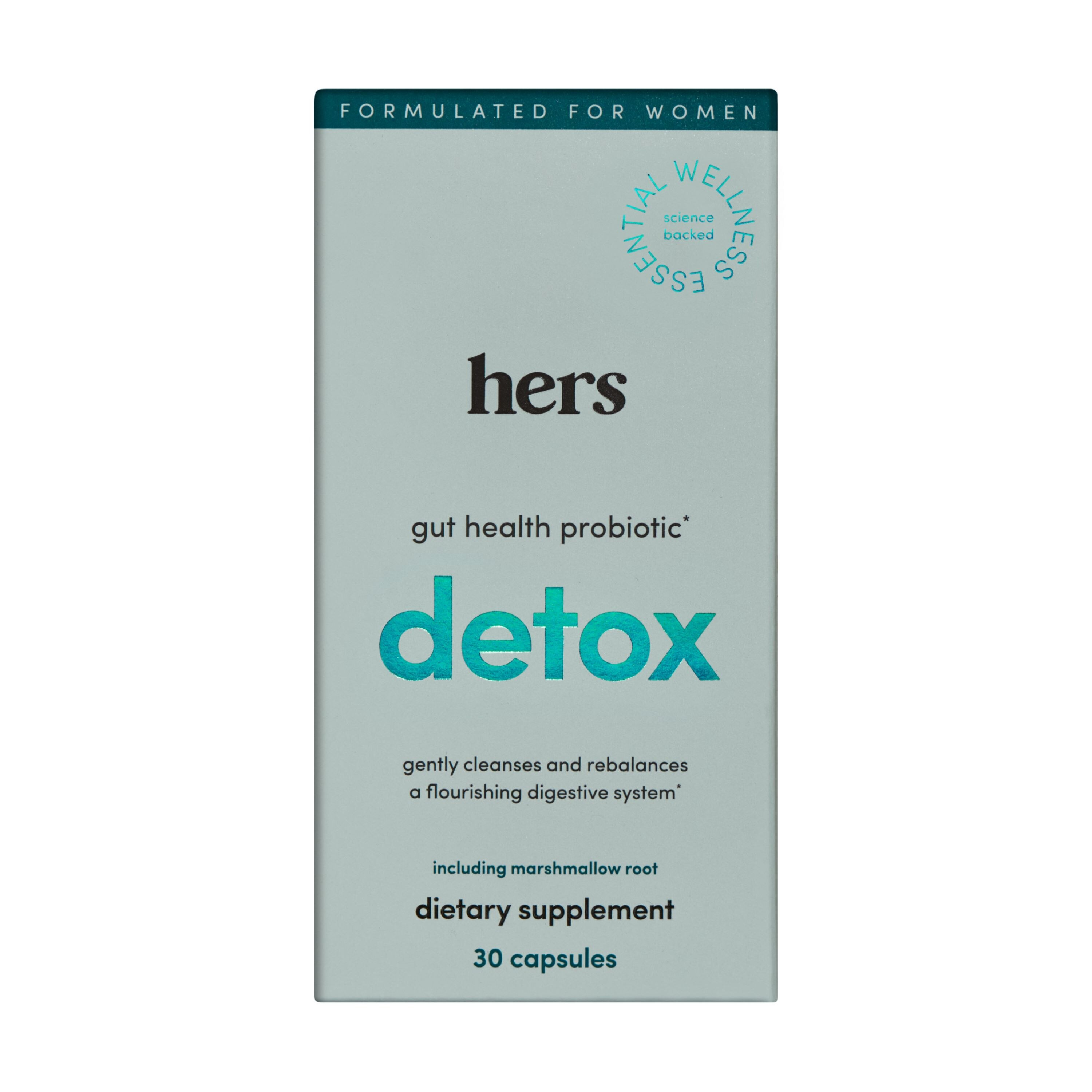 hers detox gut health women's probiotic supplement, 30 CT