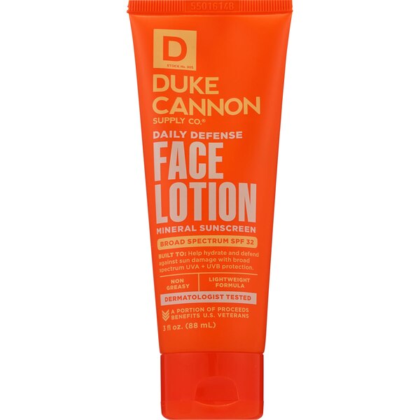 Duke Cannon Daily Defense Face Lotion with SPF 32, 3 OZ