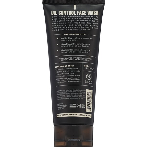Duke Cannon Oil Control Face Wash, 6 OZ