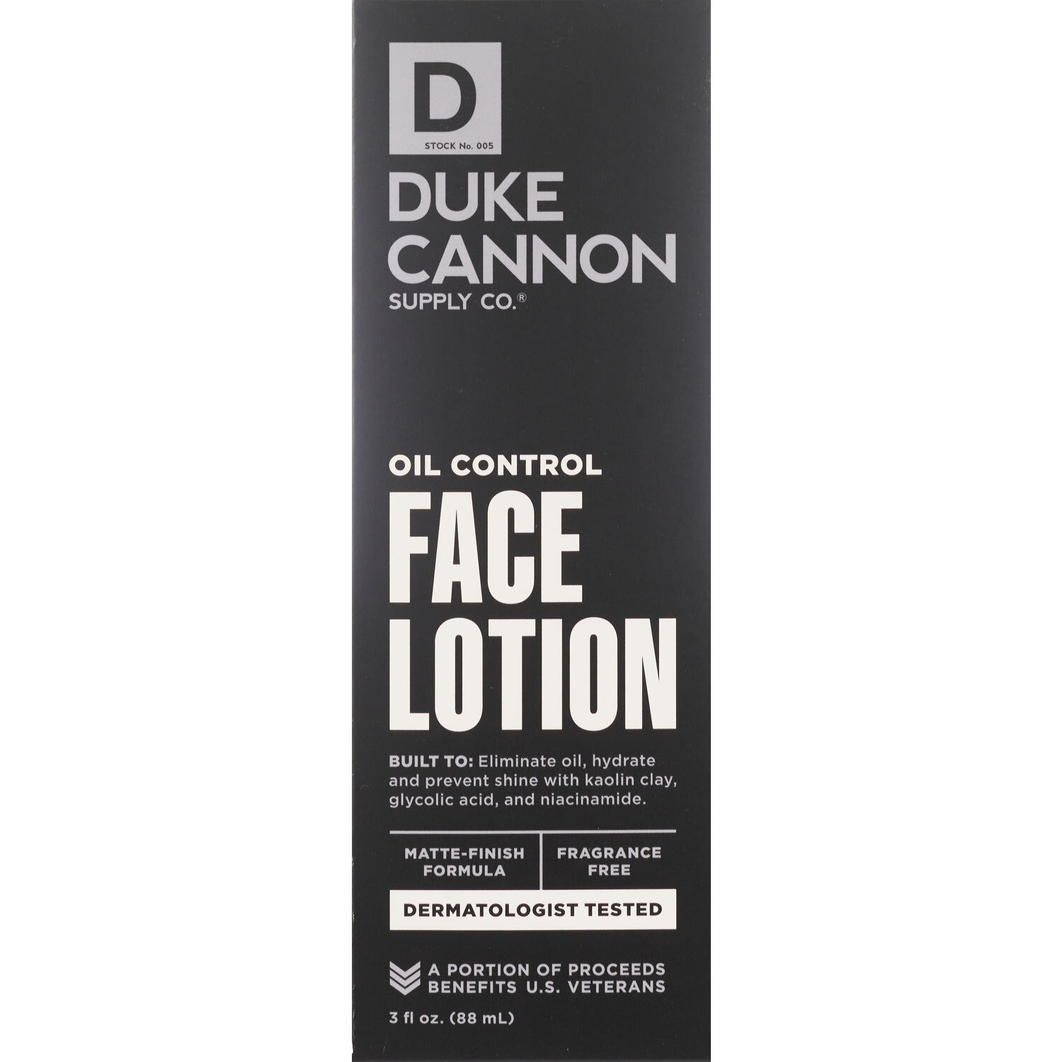 Duke Cannon Oil Control Face Lotion, 3 OZ