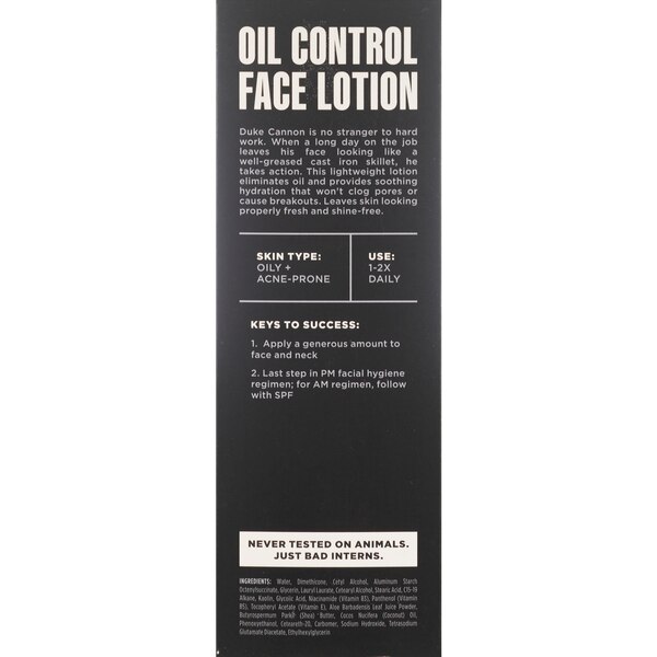 Duke Cannon Oil Control Face Lotion, 3 OZ