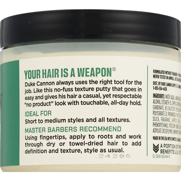 Duke Cannon Hair Styling Dry Hold Texture Putty, 4.6 OZ