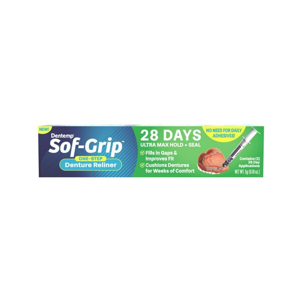 Dentemp Sof-Grip One-Step Denture Reliner, Ultra Max Hold