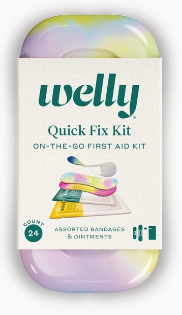 Welly Quick Fix Colorwash Tie Dye First Aid Travel Kit with hand sanitizer - 24 CT