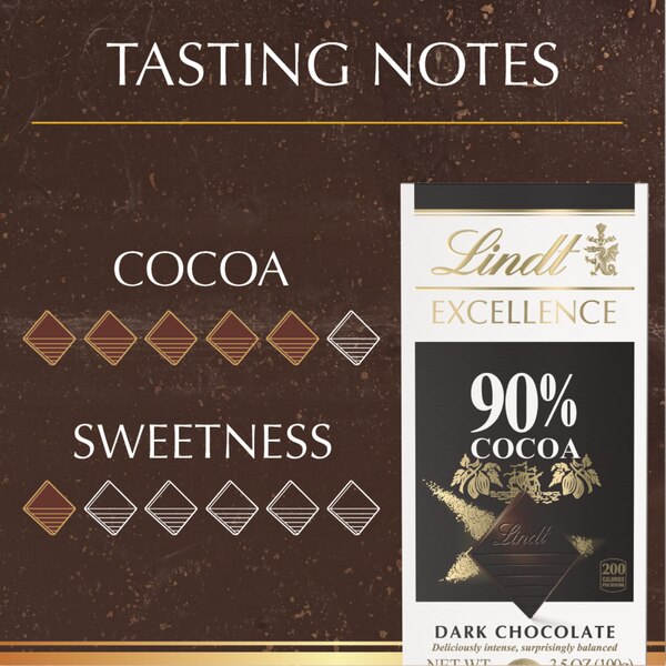 Lindt Excellence 90% Cocoa Dark Chocolate Candy Bar, 3.5 oz