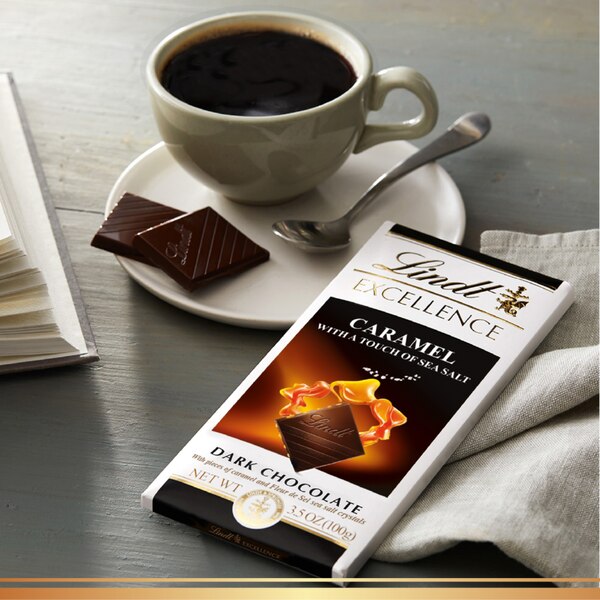 Lindt Excellence Caramel Sea Salt Dark Chocolate Candy Bar, 3.5 oz