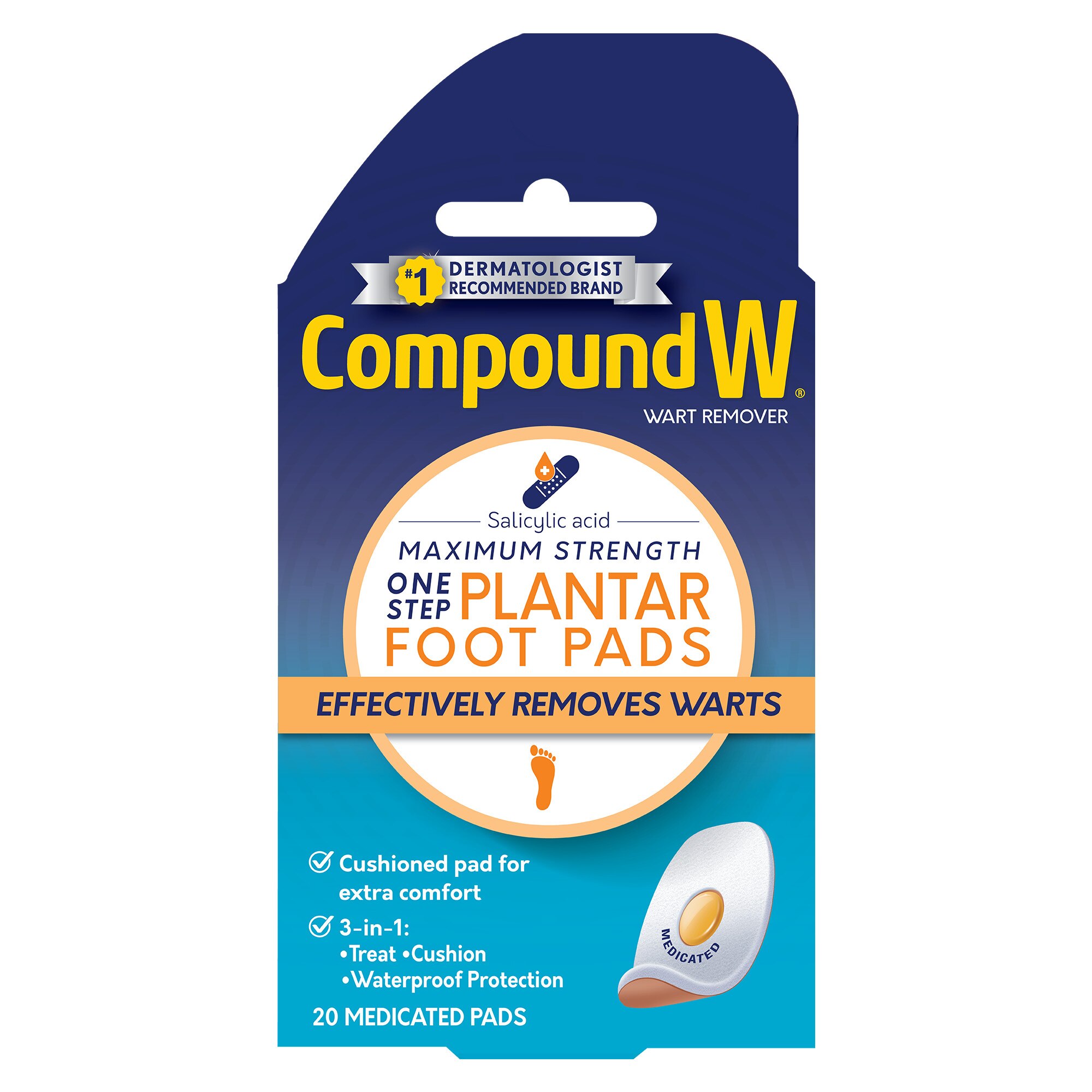 Compound W Wart Remover, Maximum Strength One Step Plantar Medicated