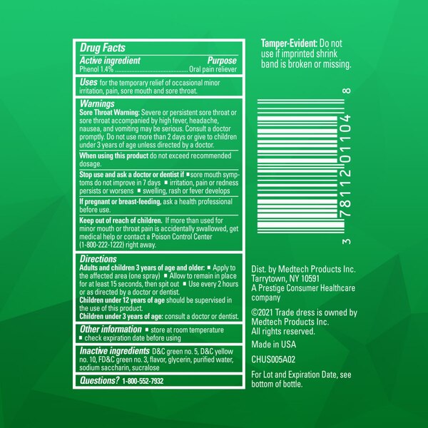 Chloraseptic Sore Throat Spray, Menthol, 6 OZ