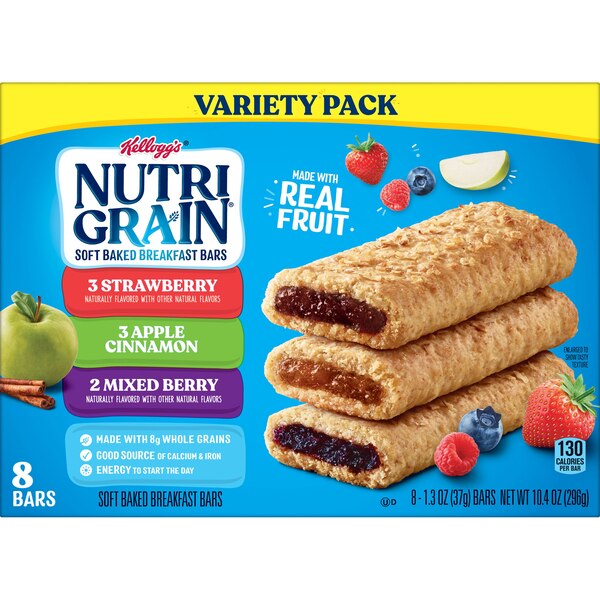 Nutri-Grain Soft Baked Breakfast Bar Variety Pack, 8 ct