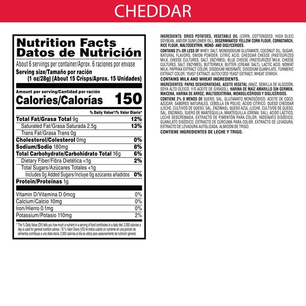 Pringles Cheddar Cheese Potato Crisps, 5.5 oz