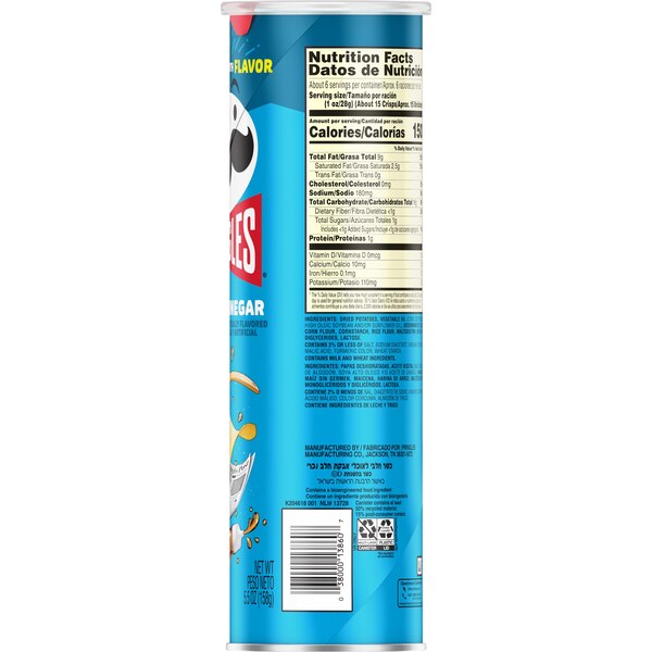 Pringles Salt & Vinegar Potato Crisps, 5.5 oz