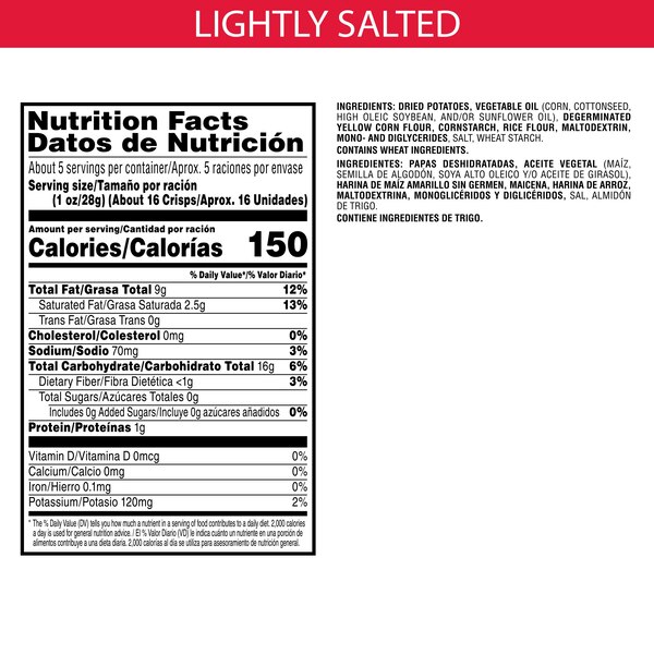 Pringles Lightly Salted Potato Crisps, 5.2 oz
