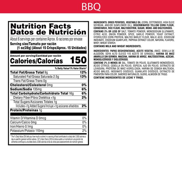 Pringles BBQ Potato Crisps, 5.5 oz