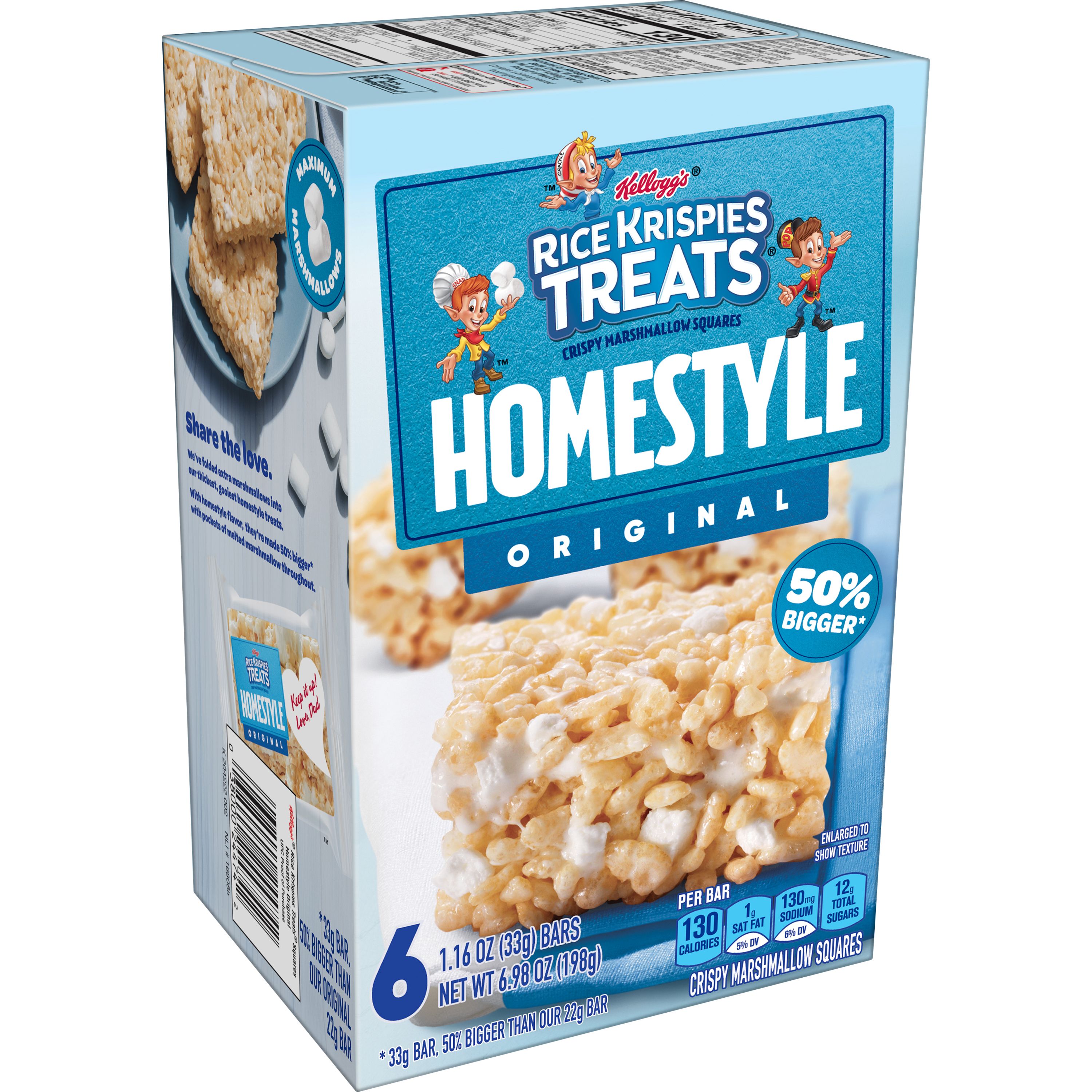 Rice Krispies Treats Homestyle Marshmallow Snack Bars, 6 CT | Pick Up ...