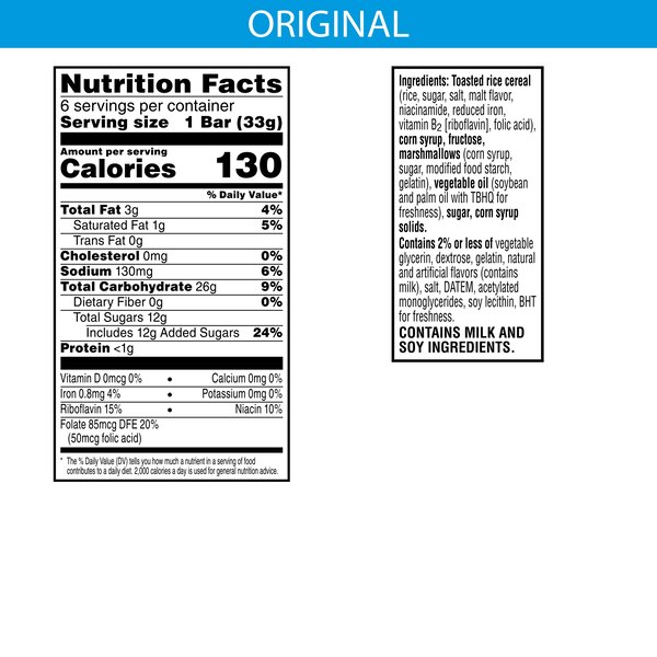 Rice Krispies Treats Homestyle Marshmallow Snack Bars, 6 ct