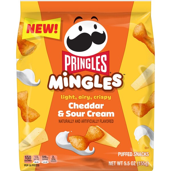 Pringles Mingles, Cheddar and Sour Cream Puffed Snacks, 5.5 oz