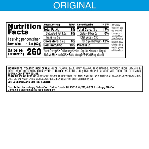 Rice Krispies Treats Marshmallow Snack Bar, 2.2 oz
