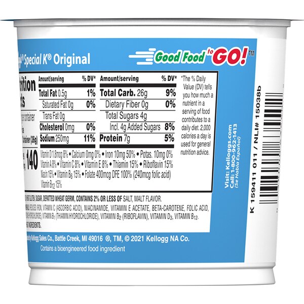Special K Original Breakfast Cereal Cup, 1.25 OZ