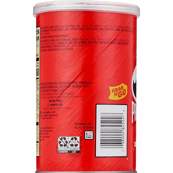 Pringles Sour Cream & Onion Potato Crisps Grab N' Go, 2.3 oz