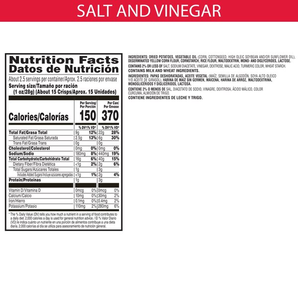 Pringles grab n go chips salt vngr