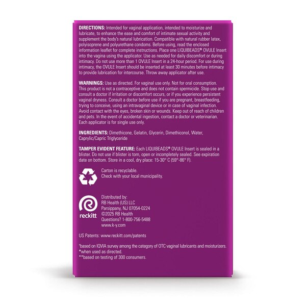 K-Y Liquibeads Vaginal Moisturizer, 6 CT