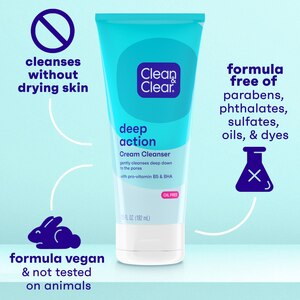 Clean & Clear Deep Action Cream Cleanser, 6.5 OZ