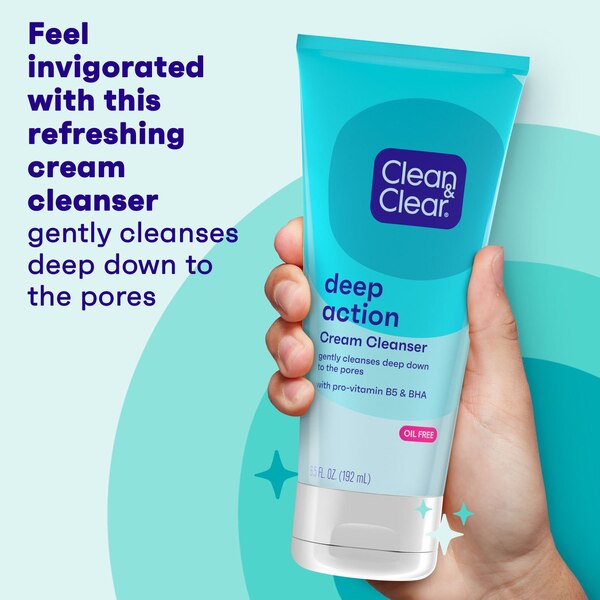 Clean & Clear Deep Action Cream Cleanser, 6.5 OZ