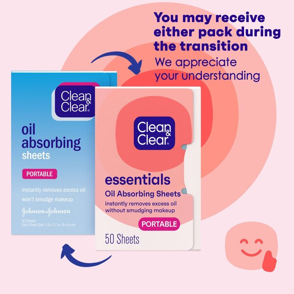 Clean & Clear Oil Absorbing Facial Sheets, 50CT