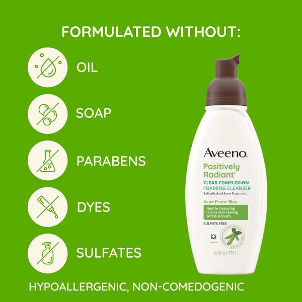 Aveeno Clear Complexion Foaming Facial Cleanser, Oil-Free, 6 OZ