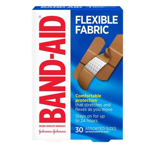 Band-Aid Brand Flexible Fabric Adhesive Bandages, Assorted Sizes, 30ct