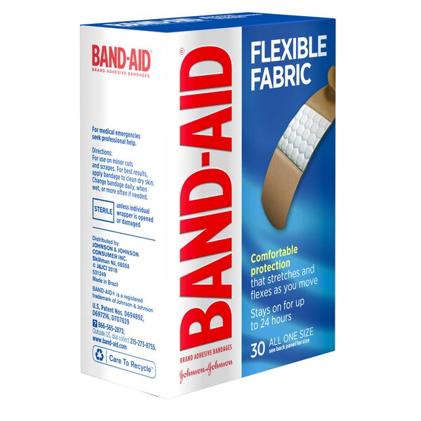 Band-Aid Brand Flexible Fabric Adhesive Bandages, 30 Count
