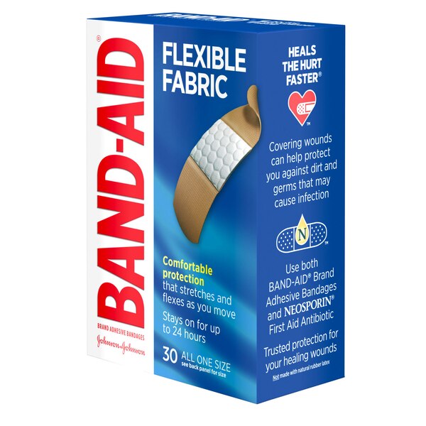 Band-Aid Brand Flexible Fabric Adhesive Bandages, 30 Count