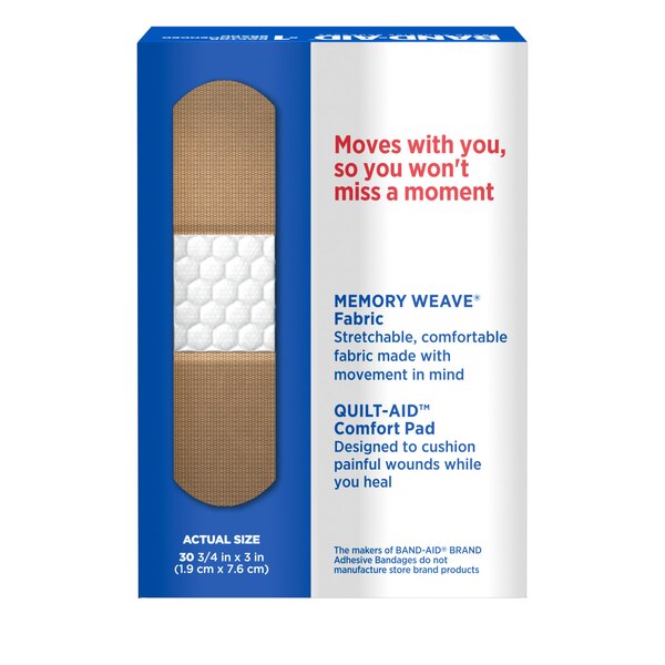 Band-Aid Brand Flexible Fabric Adhesive Bandages, 30 Count