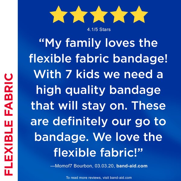 Band-Aid Brand Flexible Fabric Adhesive Bandages, All One Size